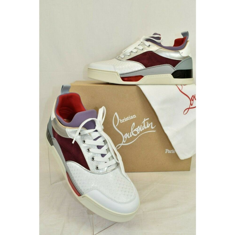 LOUBOUTIN AURELIEN MULTICOLOR MESH PATENT GLITTER LEATHER HI TOP SNEAKERS 42 9 - Picture 3 of 12